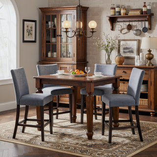 Sunvega Armless Parson Counter Height Chair with Weathered Espresso Finish Set of 2