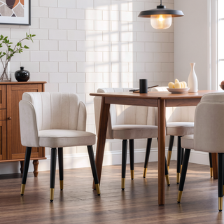 Sunvega Modern Velvet Upholstered Dining Chair with Tulip Design and Gold Tips