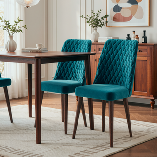 Sunvega Mid-Century Modern Velvet Dining Chair Set of 2 with Solid Wood Frame
