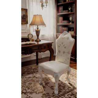 Sunvega Ivory and Bone White Side Chair Set with Claw Legs and Tufted Back