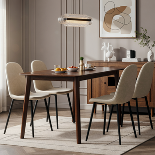 Sunvega Modern Linen Padded Dining Chairs Set of 4 with Sturdy Black Metal Legs
