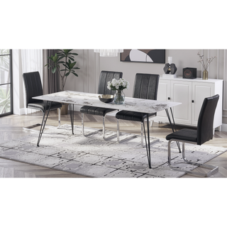 Sunvega Black Fabric Dining Chairs with Padded Seating and C-Style Metal Legs