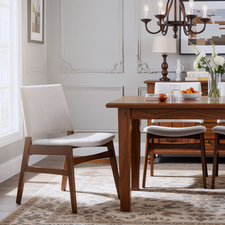 Sunvega Mid-Century Modern Light Gray Upholstered Fabric Dining Chair Set of 2