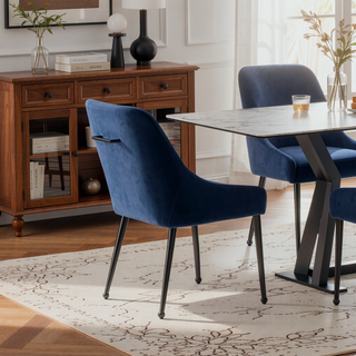 Sunvega Foam-Padded Upholstered Dining Side Chairs with Sloped Arms and Elegant Handle