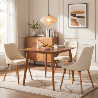 Sunvega Contemporary Faux Leather Upholstered Dining Accent Chair with Tapered Wood Legs