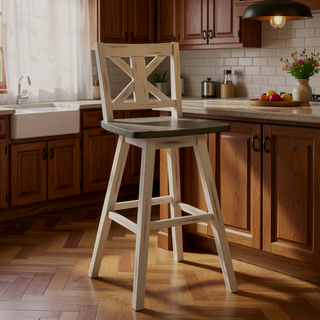 Sunvega Solid Rubberwood Counter Height Dining Table with Distressed Gray Finish