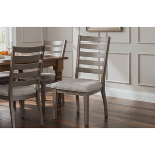 Sunvega Ladderback Side Chair with Upholstered Seat in Rustic Gray Finish