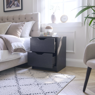 Sunvega Two Drawer Nightstand with Black Wengue Finish for Bedroom
