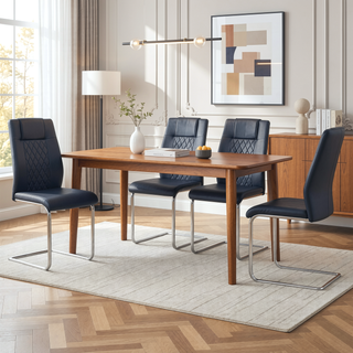 Sunvega Modern Gold Legged Upholstered Dining Chairs with PU Seat for Kitchen