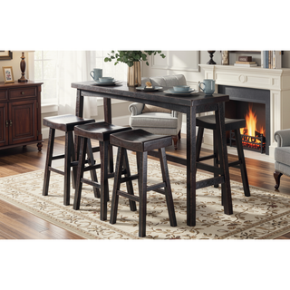 Sunvega 4-Piece Counter Height Dining Set with Table and 3 Stools in White and Coffee