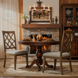 Sunvega Solid Rubber Wood Frame Upholstered Dining Chairs Set of 2 with Spacious Cushion