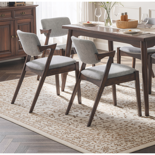 Sunvega Mid-Century Modern Dining Chairs Set of 2 with Plush Fabric Upholstered Cushion