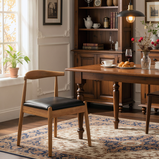 Sunvega Mid-Century Modern Dining Chairs Set of 2 with Solid Oak Frame and Handwoven Seat