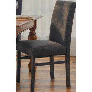 Sunvega Linen Blend Upholstered Side Chair Set of 2 with Oak Finish for Dining Room