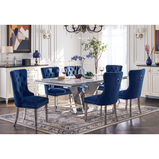 Sunvega Glam Style Wingback Dining Chairs with Upholstered Seat and Crystal-like Acrylic Buttons
