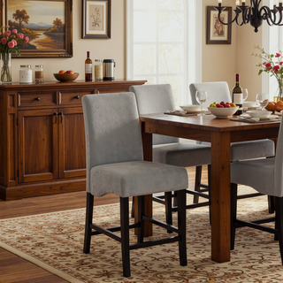 Sunvega Dark Grey and Black Upholstered Counter Stools with Flared Back for Kitchen