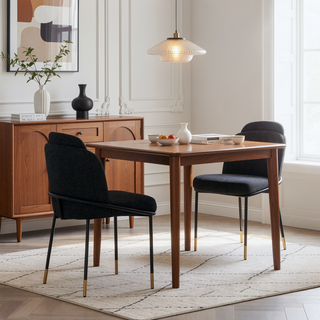 Sunvega Modern Upholstered Dining Chair in Black Twill Weave Fabric