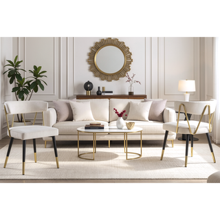Sunvega Stylish Velvet Dining Chairs with Gold Trim and Padded Seat Set of 2