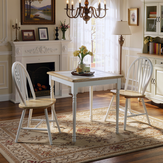 Sunvega Spindle Back Side Chairs with White Angled Legs and Natural Brown Seat