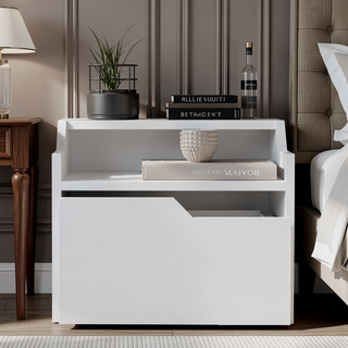 Sunvega Floating Nightstand with Dual-Tier Surface and Spacious Drawer for Bedroom