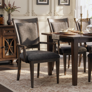 Sunvega Driftwood Brown Wood Frame Fabric Upholstery Armchairs Set of 2