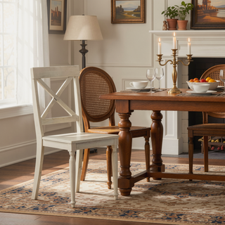Sunvega Acacia Wood Dining Chairs with X-Shaped Backrest for Classic Dining Room