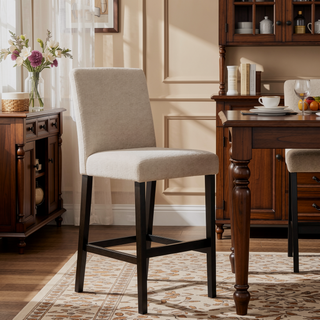 Sunvega Modern Upholstered Boucle Counter Stools with Padded Seat Set of 2
