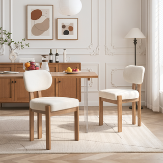 Sunvega Modern Upholstered Wooden Dining Chairs Set of 2 for Small Spaces