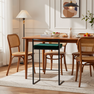 Sunvega Contemporary Stackable Counter Stool with Black Frame and Green Velvet Cushion