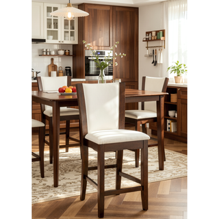 Sunvega Contemporary Dark Cherry Brown Leatherette Cushion Side Chairs Set Of 2