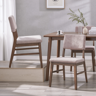 Sunvega Scandinavian Style Dusty Mauve Corduroy Padded Side Chair Set of 2