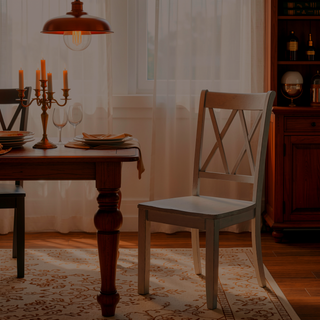 Sunvega Set of Two Gray Solid Wood X Backrest Dining Side Chairs
