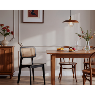 Sunvega Modern Cane Dining Chair Set of 2 with Solid Ash Wood Frame