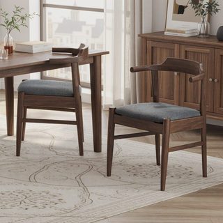 Sunvega Mid-Century Modern Leather Dining Chair Set of 2 for Living Room