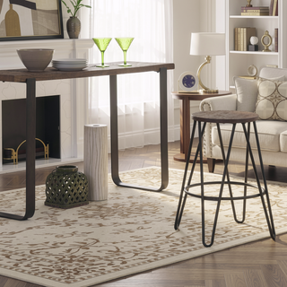 Sunvega Industrial Counter Height Stool with Solid Elmwood Seat and Hairpin Legs