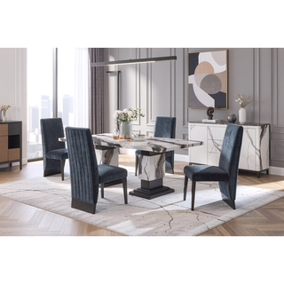 Sunvega Contemporary Boucle Finish Dining Chairs with Extended Back 2PK Set