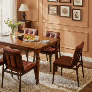 Sunvega Orange Fabric Upholstered Dining Chairs with Walnut Base Set of 2