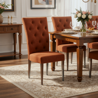 Sunvega Modern Velvet Upholstered Dining Chair Set with Tufted Back and Gold Legs