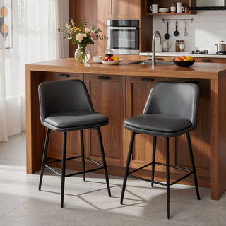 Sunvega Counter Height Swivel Bar Stools Set of 2 with Upholstered Seat and Back