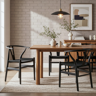 Sunvega Solid Wood Wishbone Dining Chairs Mid Century Modern for Beach House Fully Assembled