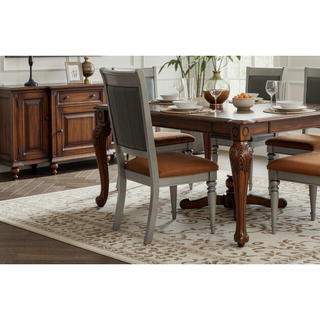 Sunvega Traditional Tufted Upholstered Dining Chairs Set of 2 with Silver Finish