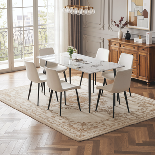 Sunvega Modern Upholstered Faux Leather Dining Chair with Sturdy Metal Legs