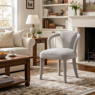 Sunvega Mid-Century Modern Tweed Upholstered Armchair for Dining and Living Room