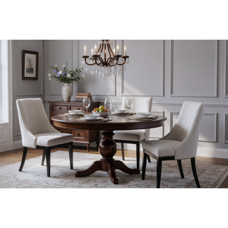 Sunvega Modern Upholstered Side Chairs with Light Gray Textured Fabric and Black Finish