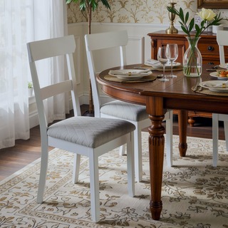 Sunvega Two Tone Grey and Pearl Grey Ladder Back Side Chairs with Upholstered Seat