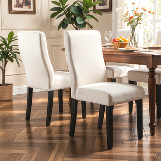 Sunvega Contemporary Slipper Dining Chair Set of 2 with Upholstered Seating and Tapered Legs
