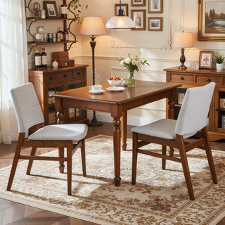 Sunvega Mid-Century Modern Light Gray Upholstered Fabric Dining Chair Set of 2
