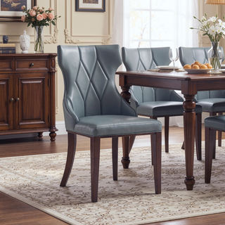 Sunvega Set of 2 Gray Traditional Dining Chairs with Luxurious Velvet Upholstery