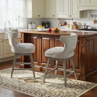 Sunvega Swivel Counter Stool with Solid Wood Frame and 360 Degree Rotation