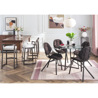 Sunvega Wired Contemporary Black Metal Frame Chair with Stylish Fabric Cushions Set of 2